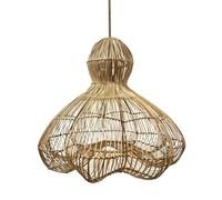 Abat día natural RONDA de ratán estilo bohemio H53cm para montaje eléctrico E27