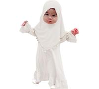 Abaya de oración islámica para niñas musulmanas, bata caftán con hiyab maxivestido para niños pequeños, ropa de Ramadán Eid, cárdigan estilo Dubai, conjunto modesto de 2 piezas, bata de gasa con