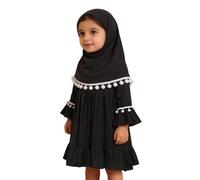Abaya de oración islámica para niñas musulmanas, bata caftán con hiyab maxivestido para niños pequeños, ropa de Ramadán Eid, cárdigan estilo Dubai, conjunto modesto de 2 piezas, bata de gasa con