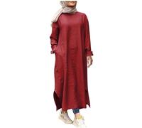 Abaya Mujer Ropa de Oración para Mujeres Vestidos Musulmanes Vestido de Oración Abaya Vestido Ramadán Ropa Islámica Namaz Elbisesi Kadin Ropa Árabe Hijab Vestido Caftán, rojo, M