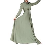 Abaya Mujeres Islam Burka Ropa de Verano Dobladillo Grande Falda de Satén Elegante Ropa de Oración Musulmana Talla Grande Vestido Hijab Musulmán Abaya Conjunto Largo Musulmán Vestido de Oriente Medio