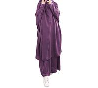 Abaya Musulmanes Mujeres Musulmanas Vestidos de Oración Mujeres Jilbab Khimar Kaftan Vestido de Longitud Completa Hijab + Falda 2 Piezas Conjunto Islámico Afgano Oriente Medio Dubai Turquía Ramadán, O