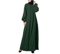 Abaya - Vestido largo de manga larga con cuello redondo para mujer, estilo casual, elegante, para ir al trabajo, fiesta, oración, islámico, 03#_Verde, 3XL