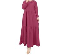 Abaya - Vestido largo para mujer, diseño de canalé de punto Djellaba, para mujer, con volantes de una línea, de Ramadán, suéter, vestido largo, invierno, cálido, Caftán marroquí, Dubai, liso, traje de