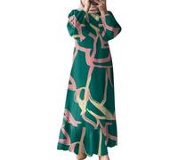 Abaya - Vestido musulmán de manga larga para mujer, estilo informal, caftán, ropa de oración, moda islámica, elegante, manga larga, Abaya, verde, S