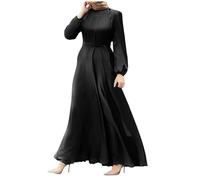 Abaya Vestidos musulmanes para mujer, ropa de oración retro para mujer, musulmana, caftán, Dubai, ramadán, Oriente Medio, étnico, estilo saudita, árabe, bata afgana, ropa islámica árabe, 02#black, M