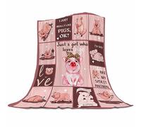 Abaysto Manta de franela de cerdo para niña y niño, manta de forro polar con texto en inglés "I Just Really Like Pigs", manta de felpa súper suave con patrón de cerdo de dibujos animados rosa para