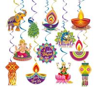 Abbdbd 12 Piezas De Remolinos Colgantes para Decoración De Fiesta De Diwali, Kit De Remolinos De Techo para Fiesta del Festival De Luces, Suministros para Fiesta India De Diwali Y Deepavali.