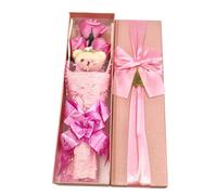 Abbie Home Flower Bouquet 3 Scented Soap Roses Gift Box with Cute Teddy Bear for Her Him Valentine's Day Anniversary Wedding Mothers Day Birthday Gift
