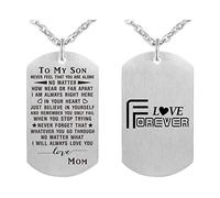 ABBNT to My Son Gifts - Collar con Placa para Perro de mamá, I Love My Son,Believe in Yourself para Adolescentes, Regalo de graduación de cumpleaños, San Valentín