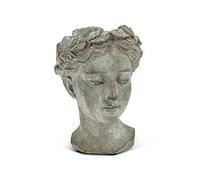 Abbott Collection Maceta de Cabeza de Diosa, Maceta de Cemento Extra pequeña para Interiores y Exteriores, Maceta de Cabeza de Estatua de Mujer Griega para Flores y suculentas (Gris, Apertura de 2.75