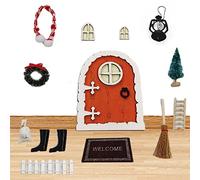 Abbto Puerta del jardín de hadas en miniatura, kit de hada de los dientes puerta hada para árbol, Glow in The Dark Miniature Gnome Door Fairy Garden Accesorios para escritorio, paredes, zócalos