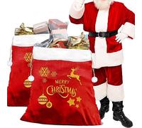 Abbylike 2 sacos de regalo de Navidad de terciopelo de gran tamaño con cordón de cordón, bolsa de Papá Noel extragrande de 27 x 40 pulgadas con patrón de reno, copo de nieve, estrella para envolver