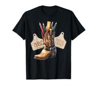 ABC 123 Western Teacher Life Cowboy Cowgirl Enseñando a Las Mujeres Camiseta