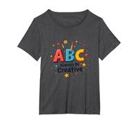 ABC Always Be Creative: Inspiración lúdica para el Aprendizaje Camiseta, Mujer Tallas Grandes, Jaspeado Oscuro, 5XL Grande