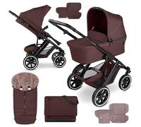 ABC Design Juego de cochecito Salsa 5 Air Umbra - Cochecito combinado 2 en 1 desde el nacimiento con neumáticos de aire y suspensión, capazo grande, saco de invierno, bolsa para pañales y 2 cojines de
