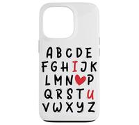 ABC I Love U Heart Valentine's Day I Heart You Alphabet Carcasa para iPhone 13 Pro