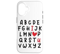 ABC I Love U Heart Valentine's Day I Heart You Alphabet Carcasa para iPhone 16