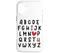ABC I Love U Heart Valentine's Day I Heart You Alphabet Carcasa para iPhone 16 Plus