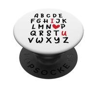 ABC I Love U Heart Valentine's Day I Heart You Alphabet PopSockets PopGrip Adhesivo