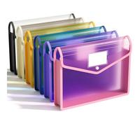 ABC life Carpeta de Plástico A4, 6Pcs Gran Capacidad Transparente Bolsas de Documentos con Etiqueta y Botón de Presión para Oficina, La Escuela, Inicio, 6 Colores