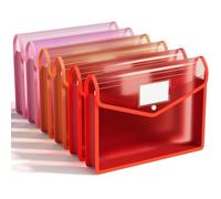 ABC life Carteras de plástico A4, 6 carpetas de plástico para documentos A4, carpetas de documentos con cierre de botón, sobres transparentes para escuela, oficina, hogar, 3 colores