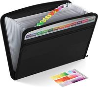 ABC Life - Funda extensible para documentos, 13 bolsillos A4, clasificador de documentos con cierre de cremallera, organizador de documentos para documentos de acordeón, color negro