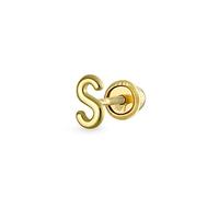 Abc Minimalista Real Amarillo 14K Oro Capital Bloque Alfabeto Letra Inicial S Cartílago Lóbulo De La Oreja Piercing 1 Pieza Pendientesatornillar Para Adolescentes Mujeres Hombres