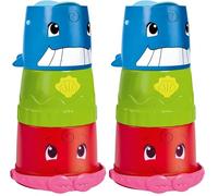 ABC Simba 104010183 - Cubo con Vaso apilable, Cubo y Vaso de Colores con Curso de Agua y Rueda de Agua, 3 Piezas, 23 cm, a Partir de 12 Meses (Paquete de 2)