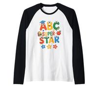 ABC Superstar Cute Back to School - Alfabeto para niños y niñas Camiseta Manga Raglan