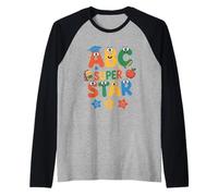 ABC Superstar Cute Back to School - Alfabeto para niños y niñas Camiseta Manga Raglan