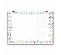 ABC - Vade de escritorio infantil de papel, DinA2, 25 hojas, campo cuadriculado, alfabeto con líneas de guía para aprender y practicar | para garabatear, dibujar | 2ª clase