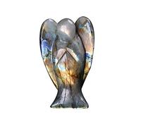 ABCBCA 1 unid 3 Pulgadas de Cristal Natural Guardian Angel Figurine Labrador Feldspar Stone Gema Moonstone Craft Regalo Decoración para el hogar Ornamentos Cristal