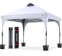 ABCCANOPY ABC-SHJQ Cenador Plegable Impermeable para jardín de 3 x 3 m, para Festivales, protección Solar, toldo supercompacto, con Bolsa de Transporte, 4 Bolsas de Peso, 4 Cuerdas y 4 Patas, Blanco
