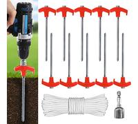 ABCCANOPY Tent Stakes Drillable Garden Shed Stakes, Bonus Adapter, tie-Downs, Orange