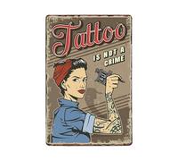 ABCDEFG Tattoo Shop Studio - Cartel de metal vintage para pared, 20 x 30 cm