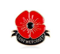 ABchat Poppy Shape Brooch Memory Sunday Red Flower Rhinestone Badge Banquet Enamel Poppy Lapel Pin