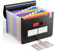 ABClife Carpeta Clasificadora para Documentos - Archivador acordeón 12 Bolsillos y tapa de gran Capacidad soporte Extensible portátil, Archivador A4 para Office School