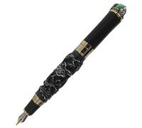 Abcsea Dragón Antiguo Que Juega La Pluma Media Del Plumín De La Perla Con La Joyería Verde, Casquillo De Tipo Tornillo - Plata antigua y verde