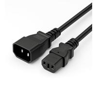 ABD Cable de Alimentación IEC C14 a C13 | Extensión 1.5 m | 10A 250V | 18AWG (0.75 mm²) | Macho a Hembra | Compatible con PC, Monitor, Impresora, UPS, Servidor | Negro | Certificado RoHS