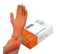 ABD Guantes de nitrilo Flash Power | Guante de alto rendimiento, Gofrado Diamantado en ambas caras | Caja 50 unidades (M, Naranja)