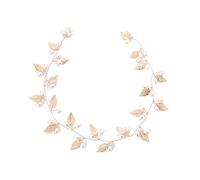 ABDA Dulce Tocado de Novia, Banda Perla Hoja Oro Rosa, Banda para el Cabello, Accesorios para el Cabello