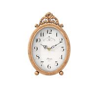 Abdurey Reloj de mesa vintage en soporte, escritorio y estante, reloj decorativo de estilo rústico francés, relojes de mesa dorados antiguos para sala de estar, granja, dormitorio, mesita de noche