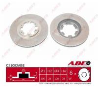 ABE 2x Disco de Freno Delantera De Ø300mm Ventilado para Nissan Navara Pick-Up