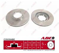 ABE 2x Disco de Freno Delantero Ø253 MM Ventilado para Mitsubishi L 300 III Bus
