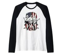 Abe Lincoln Tocando la Guitarra presidentes Bandera de Estados Unidos 4 de Julio Camiseta Manga Raglan