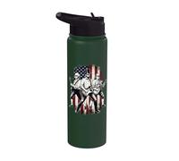 Abe Lincoln tocando la guitarra presidentes bandera de Estados Unidos 4 de julio Stainless Steel Insulated Water Bottle