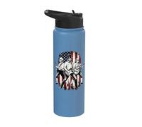 Abe Lincoln tocando la guitarra presidentes bandera de Estados Unidos 4 de julio Stainless Steel Insulated Water Bottle