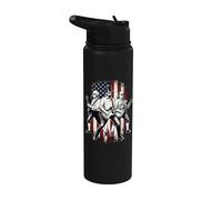 Abe Lincoln tocando la guitarra presidentes bandera de Estados Unidos 4 de julio Stainless Steel Insulated Water Bottle