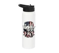 Abe Lincoln tocando la guitarra presidentes bandera de Estados Unidos 4 de julio Stainless Steel Insulated Water Bottle